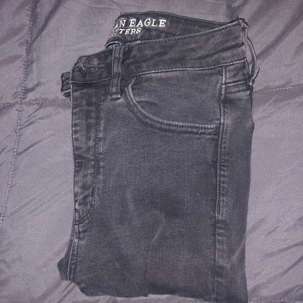 American eagle ripped faded black jeans